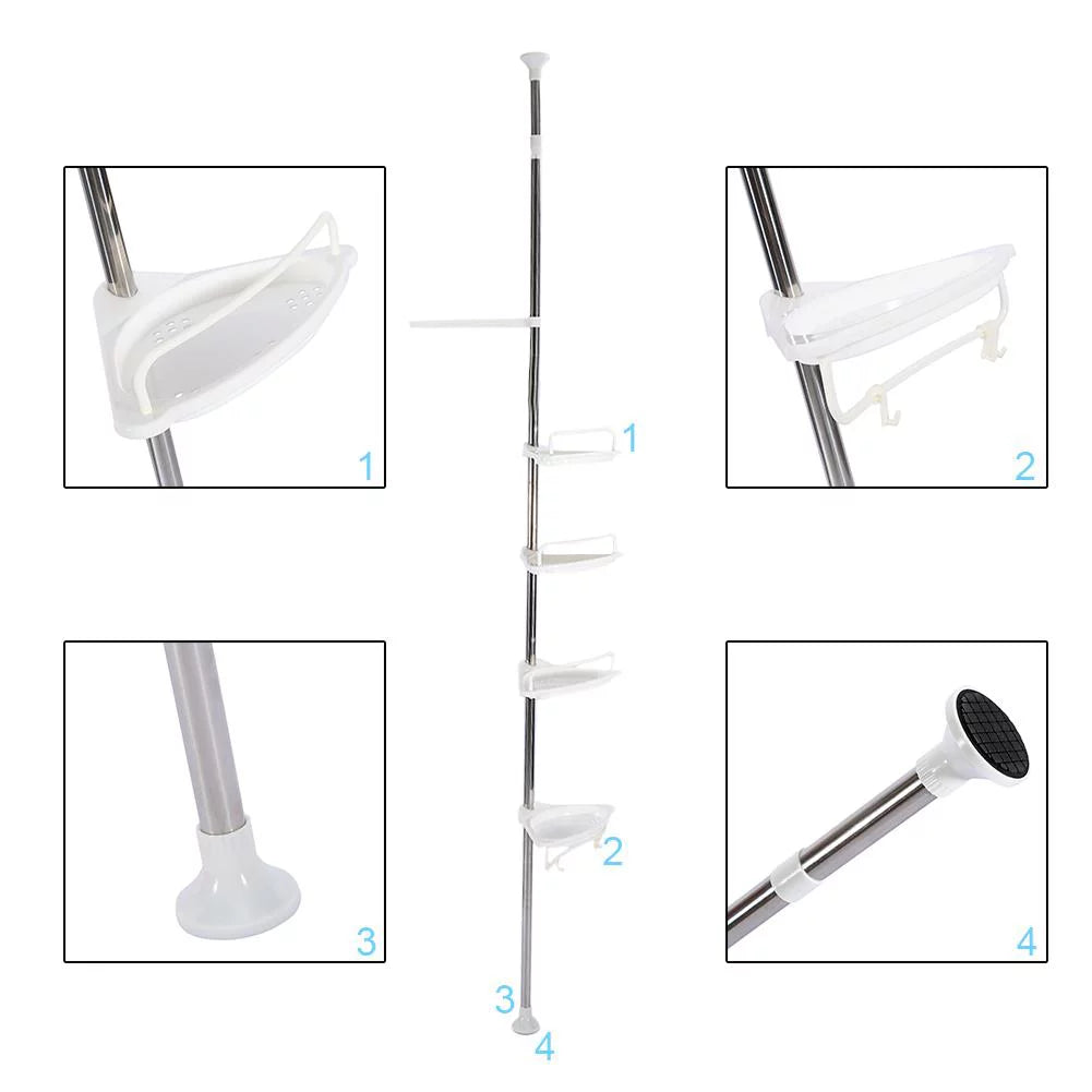 Corner Layer Shelf Vobor White Bathroom Organizer Shower White Shower Caddy Shelves, 4 with 4