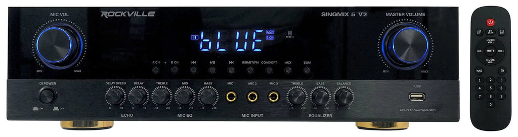 Black 8" Ceiling Amp+(4) Home 5 Bluetooth Receiver Speakers SINGMIX Rockville