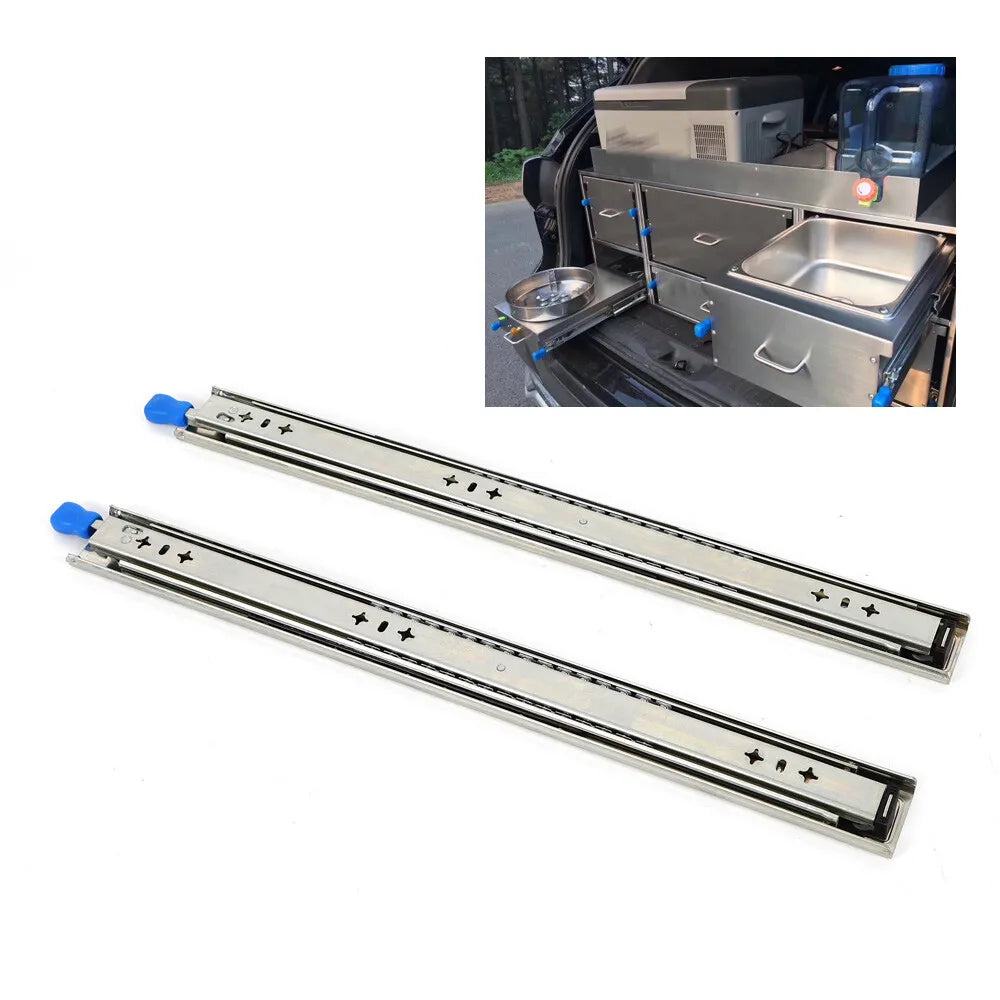 Lock Fridge Duty Full Heavy Runner Trailer Drawer Extension Draw Slides 24"Inch