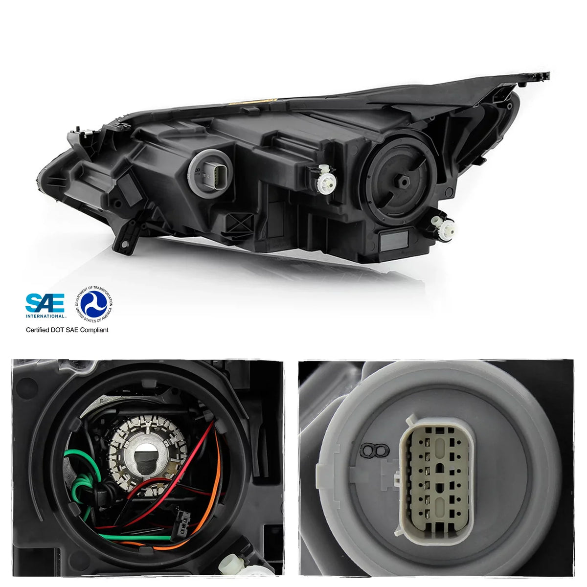 Headlamp 2018 [HID/Xenon Headlight DRL 20 Equinox 18 Side Fits Type] Passenger 2020 Right 19 Chrome LED AKKON 2019 Chevy 2021 -