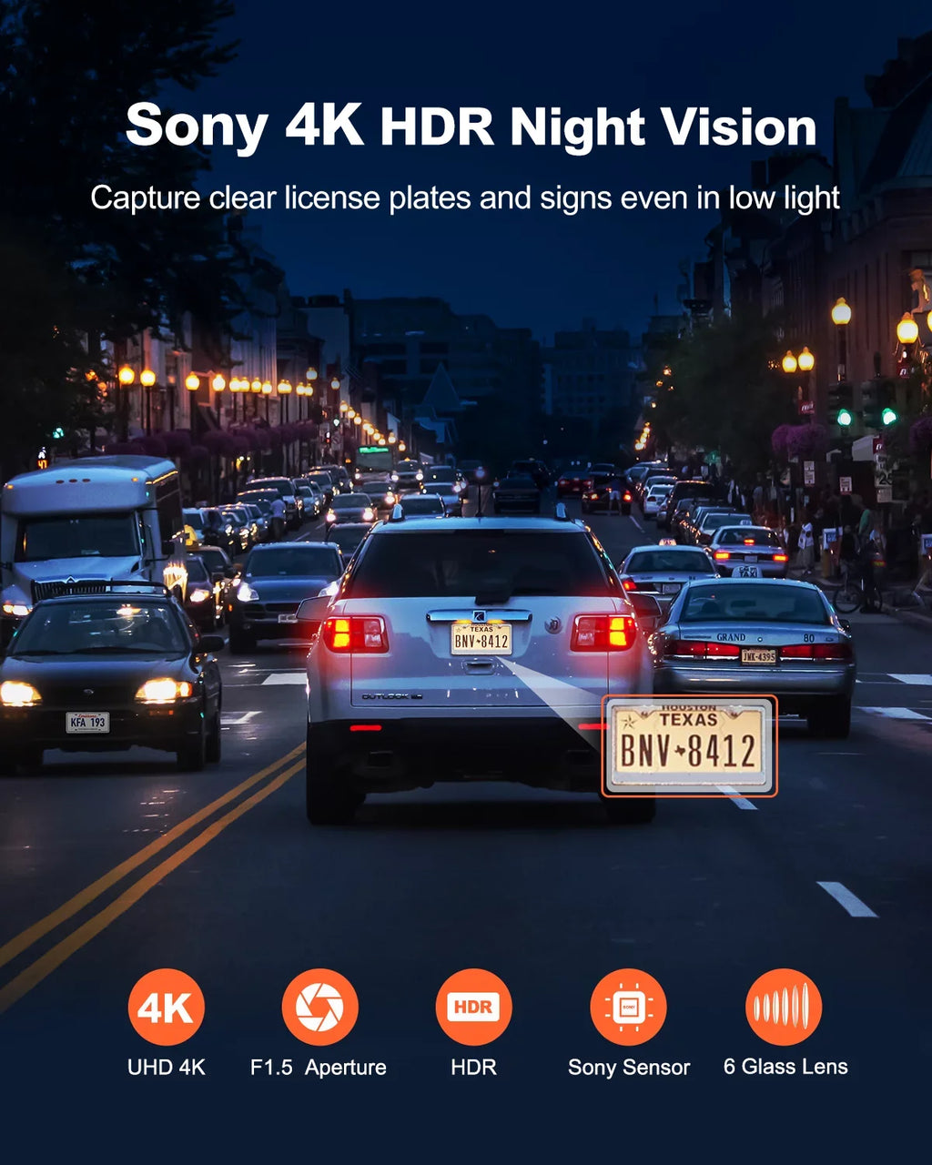 Dash Mini Car with 2160P WiFi Dash UHD G-Sensor, Inch, Cars Max GPS, Monitor, YEECORE Recording, Camera 4K HDR, Front, Vision, Super Screen for Support Loop Parking Touch Night Camera 256GB Cam, 2.45
