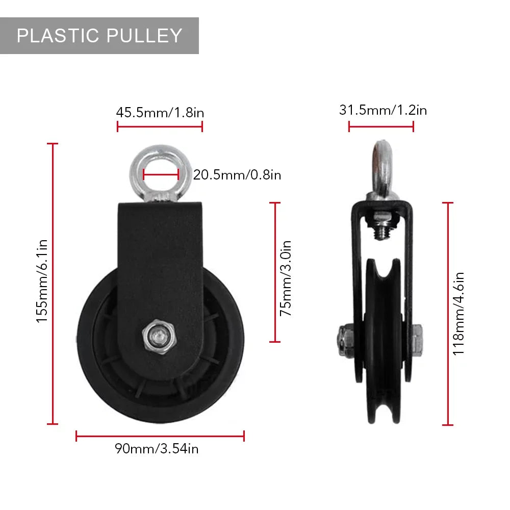 Training Pulley Super-Silent Machine Arm Biceps 360 Degree with Loading Cable Upgraded Fitness Equipment Gym Workout Triceps Strength Pulley Home Detachable Rotation System Pin Attachment