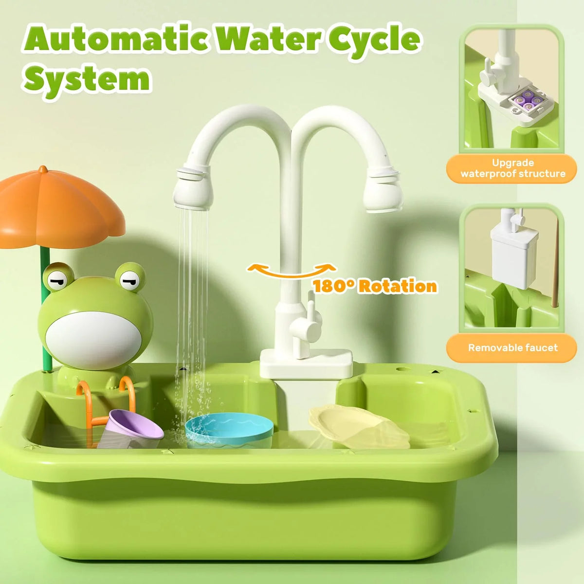 Floating Play Role Fishing Dishwasher Play Faucet, Sink for with with Kids Play, Pool Upgraded Kitchen Running Kitchen Toys Toy Accessories, liquid Toys liquid, Electric Toy Sink Play