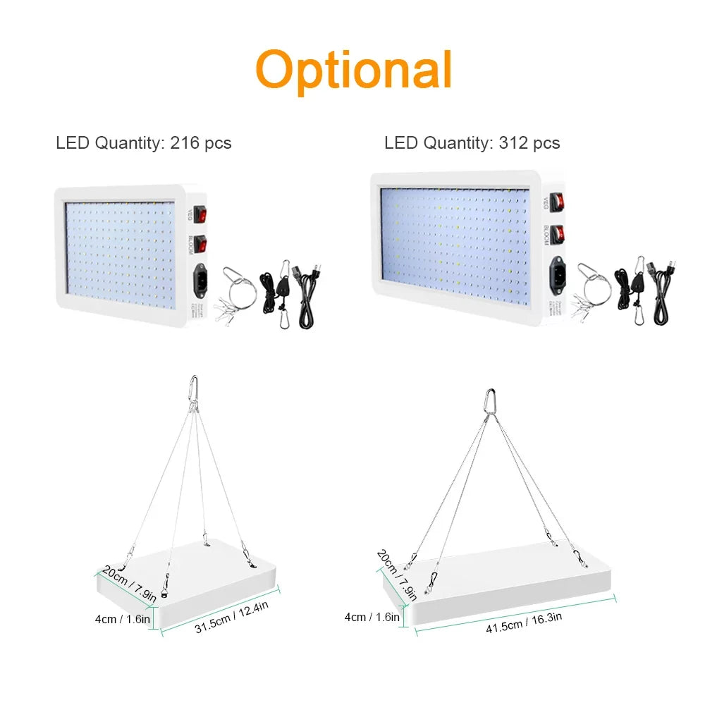 IP65 Greenhouse Grow 2000W Light Flowers Switch for Plants Full LED Indoor Ideal Dual Spectrum Aibecy Seedlings for Waterproof
