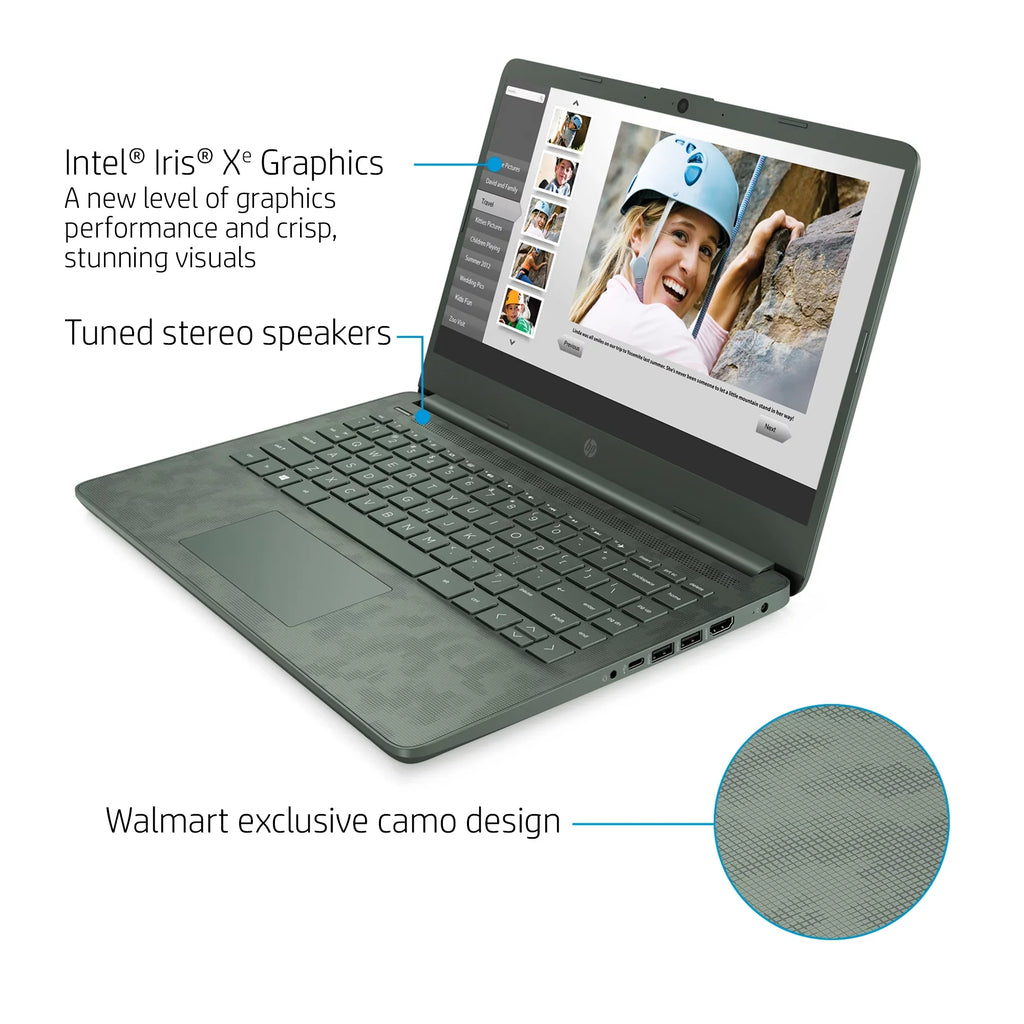 Camo, Intel 14" 14-dq2088wm HP i5-1135G7, Windows 10, Digi Core RAM, 256GB 8GB SSD,