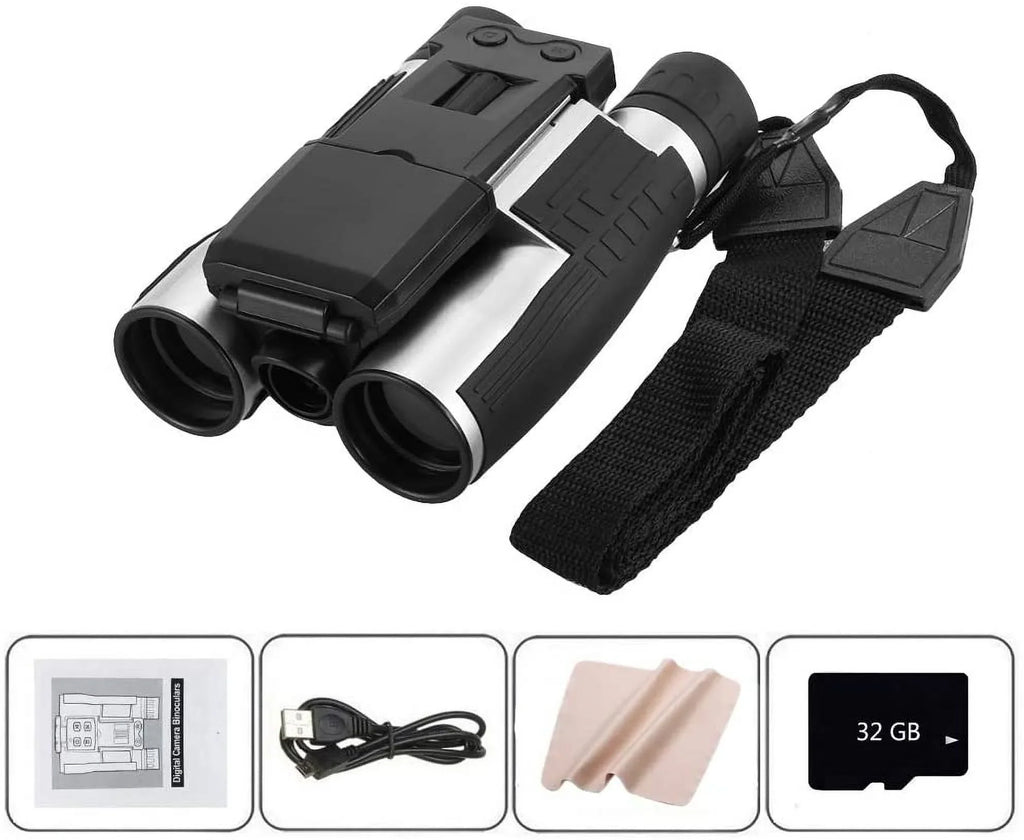 Zoom LCD Watching 2" Binocular Photo Bird with 5M Video Recorder 32GB Camonity Football Camera for Game 12X Digital Camcorder Concert