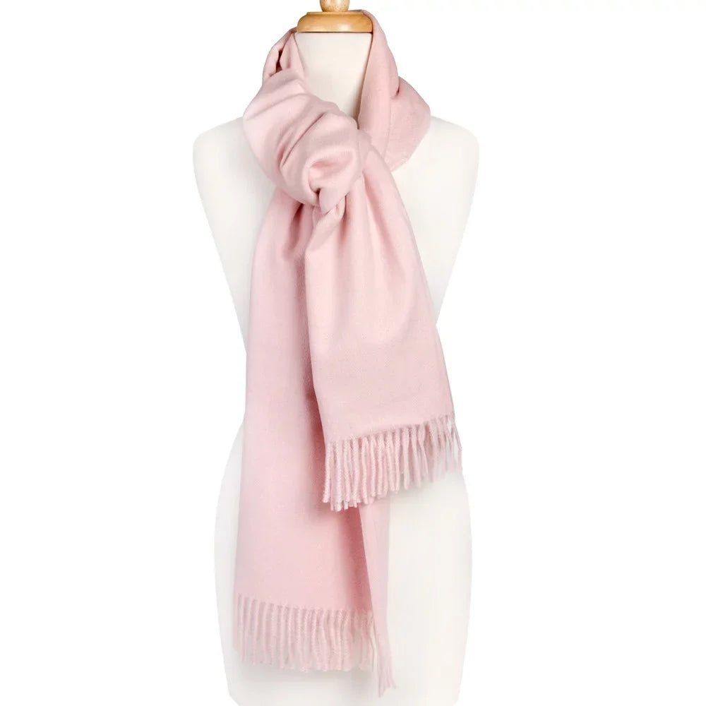 Dreamy 27.6x74.8-inch Soft Women Virgin Scarf with Tassels Warm Wool for Scarf Pink