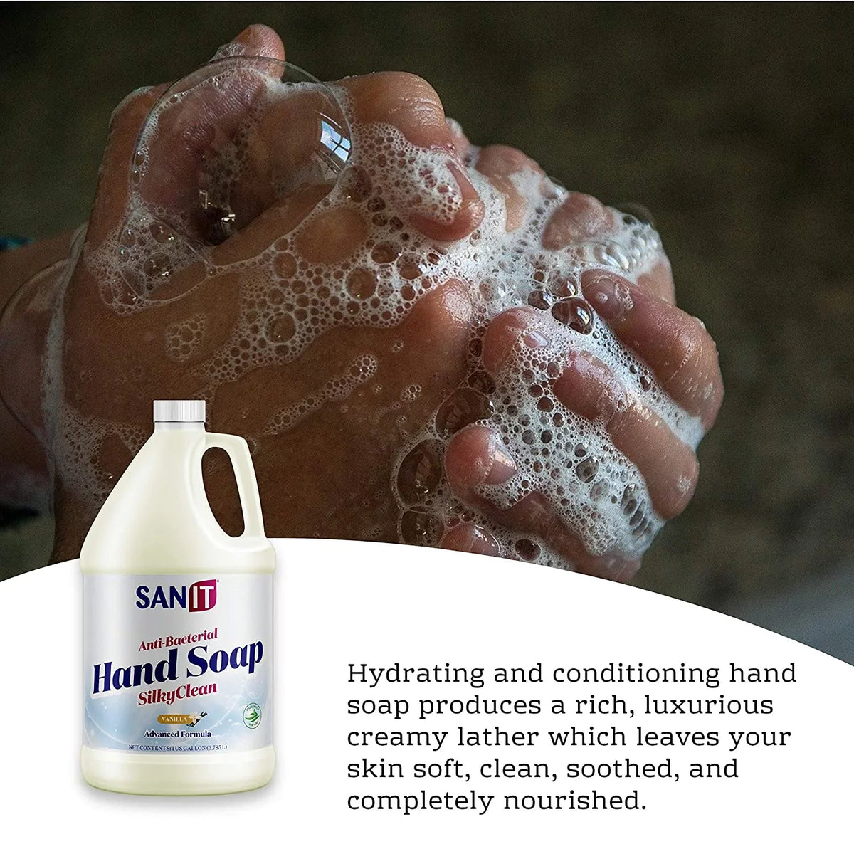 Moisturizing Silky and Clean Soap Liquid Aloe Coconut All-Natural Antibacterial Advanced Vanilla, 1 Formula - Gel Hand Refill Wash Gallon Made USA, - in Vera Oil - with Hand Sanit