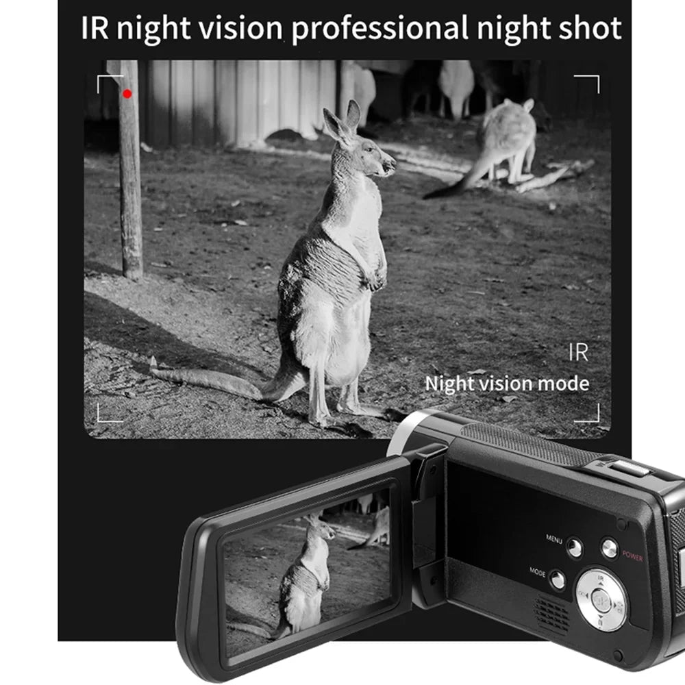 Digital 30X 4K IPS Night Digital with Bag Zoom Battery Video 48MP Carry 3.0 IR Remote Camcorder Control DV Camera Recorder Vision Inch AC2 Touchscreen