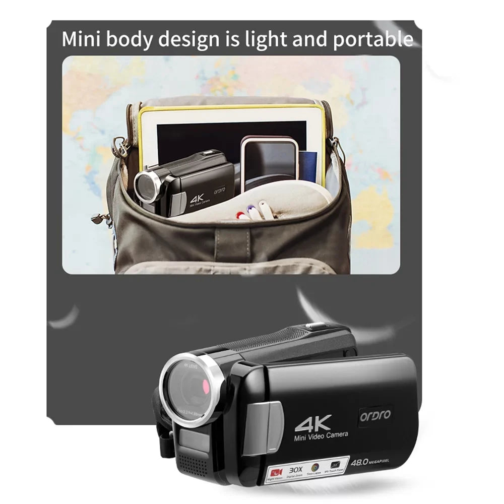 and 4K - Capture Camera Digital Photos Zoom, ORDRO 30X AC2 Vision Video Videos Stunning Camcorder, Recorder, Night 48MP