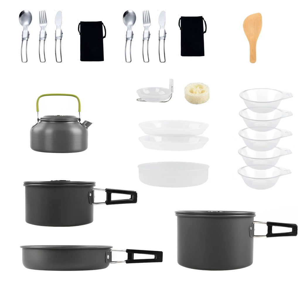 for Pot Hiking Cookware moobody Kettle Backpacking and Set Camping Mess Non-Stick Kit Camping Pan with
