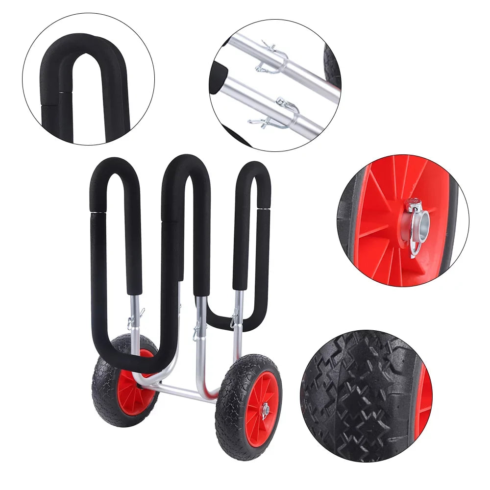 Veneer Paddle Trailer, Carrier Cart, Stand-Up Surfboard Beach Solid Airless Wheel Portable Beach Cart Board Double Aviation Cart Aluminum SUP PU