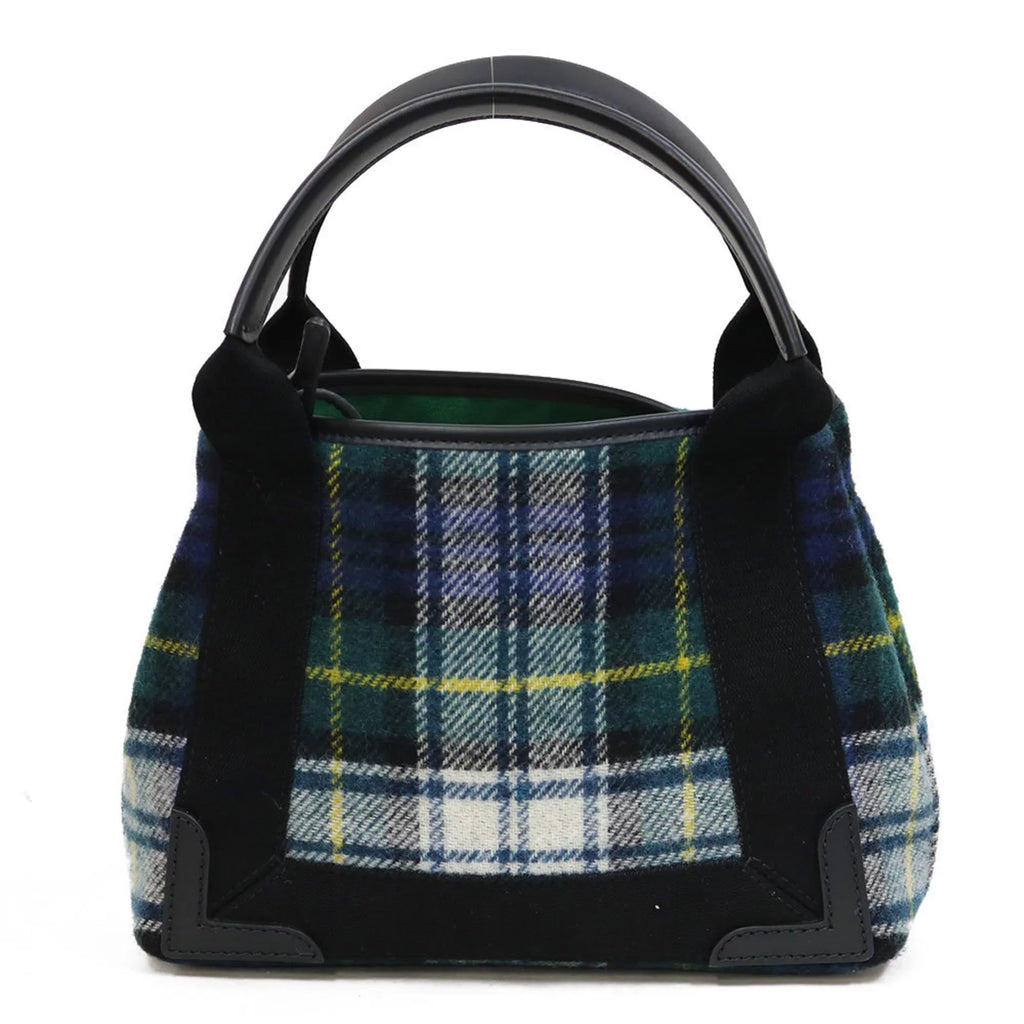 Women's Small Pre-Owned Plaid Navy Men's (Fair) Green Balenciaga Cabas Handbag