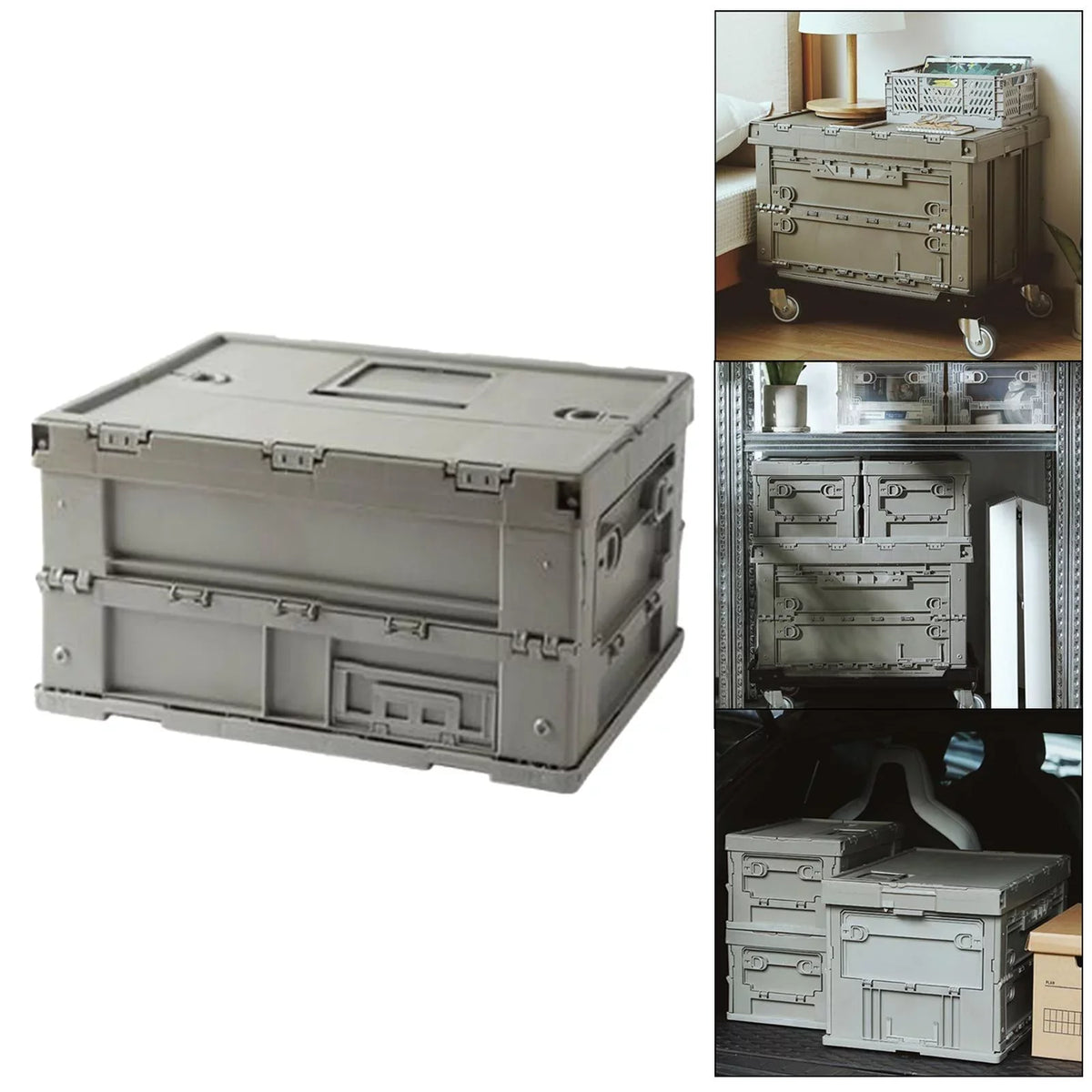Containers 41x29.5x22cm Box Storage Bins Trunk Crate Multifunctional Versatile Gray Green, Storage Storage Organizers Collapsible