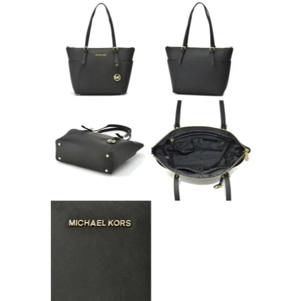 '- Zip Med. Top MICHAEL Kors Saffiano - Michael Jet Set Tote Travel Black 30F2GTTT8L-001