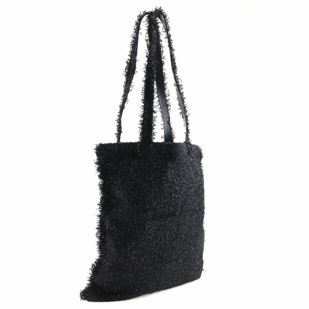 Unisex Tweed Bag Cocomark Hardware A94646 Pre-Owned Tote Robot Black/Silver (Good)