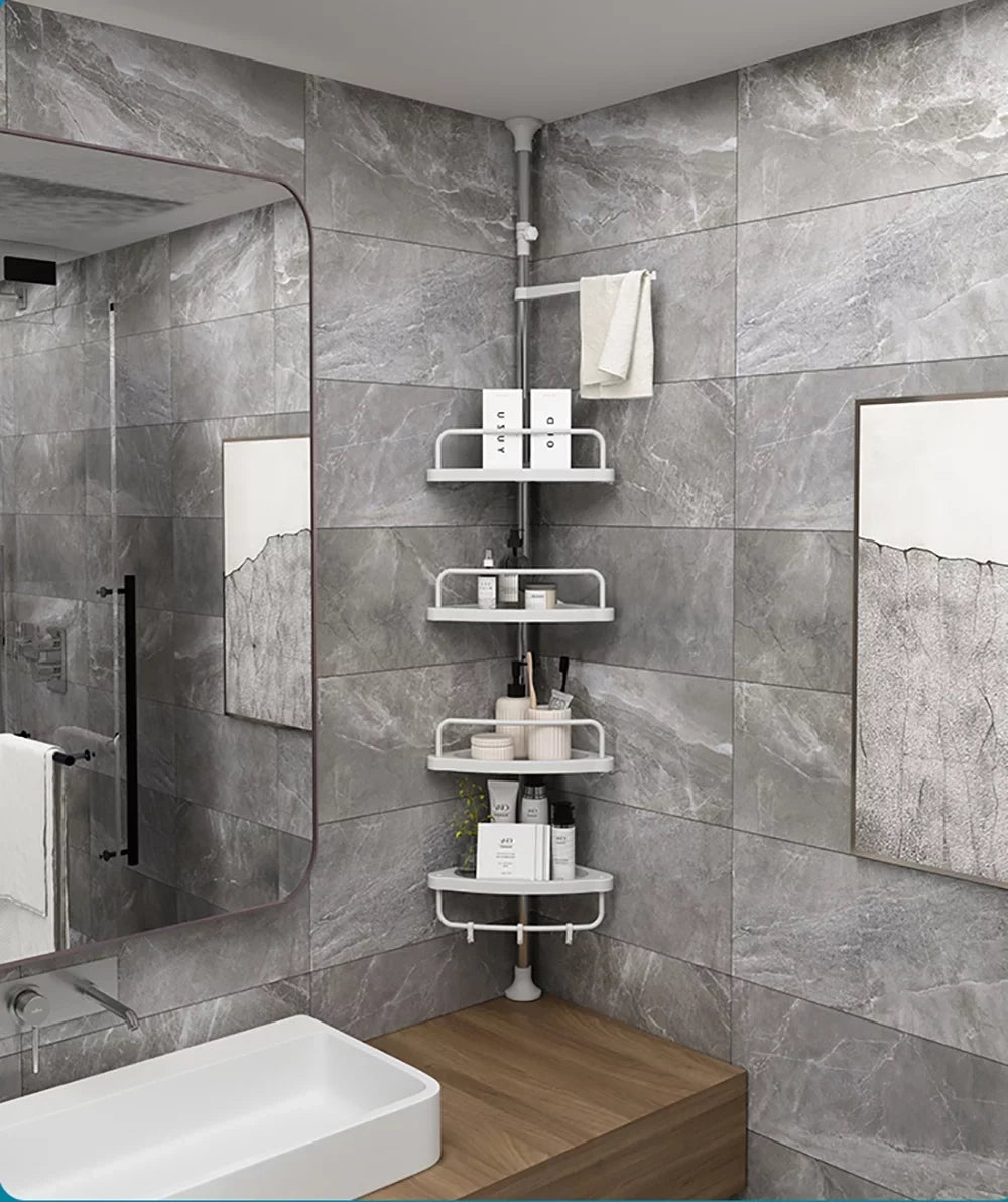 Corner Layer Shelf Vobor White Bathroom Organizer Shower White Shower Caddy Shelves, 4 with 4