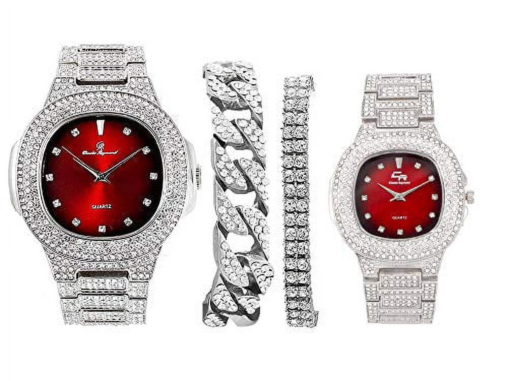 '- Bling'ed Dance Perfect Hip Blood Out Queen Red) (SLV The Set His&Hers Watch Couples ST10325/ST10364 for Hop Floor Power Flaunt and and On to Off King