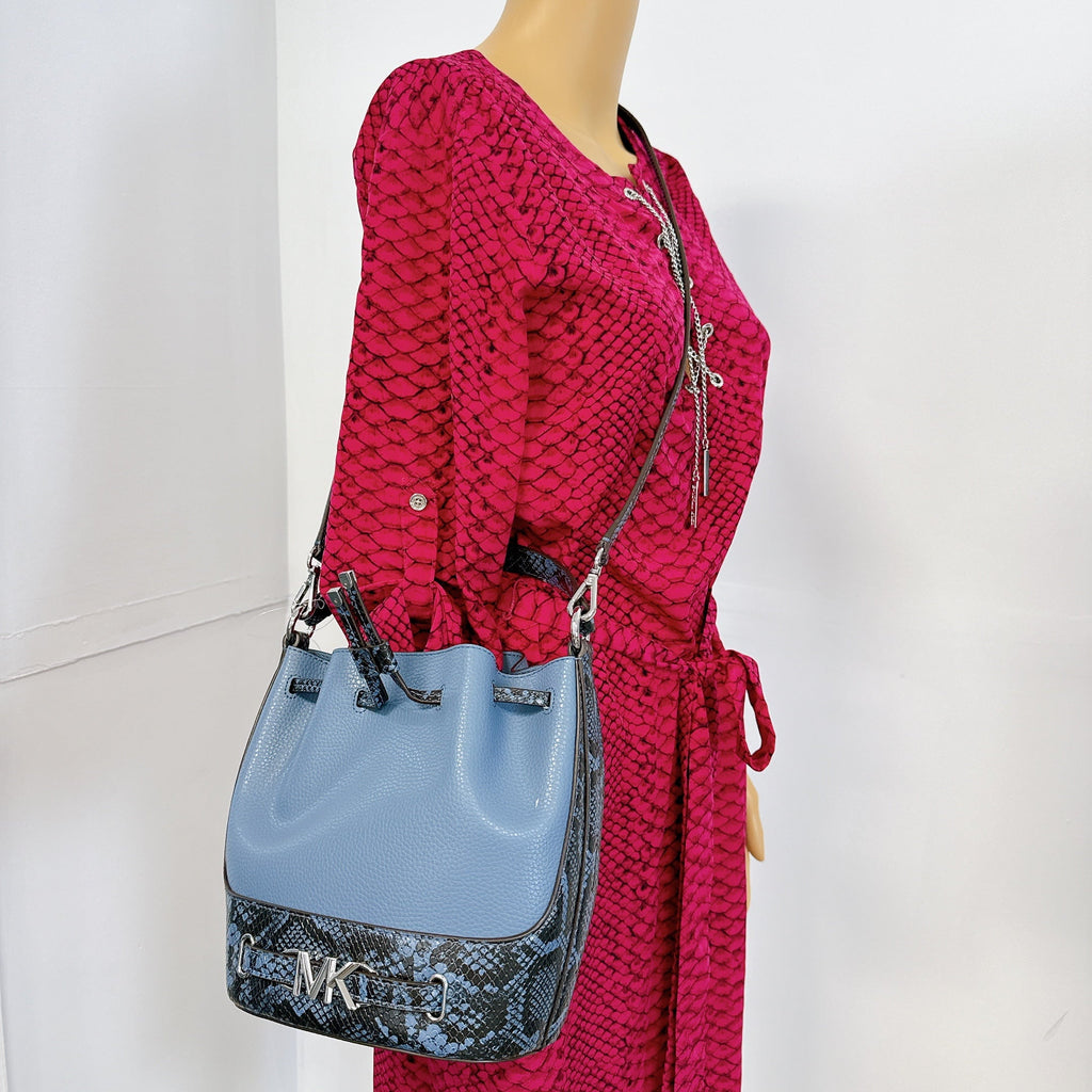 Leather Reed Kors 35S4S6RM6U IN Messenger DENIM Bucket Michael Medium Crossbody Belted