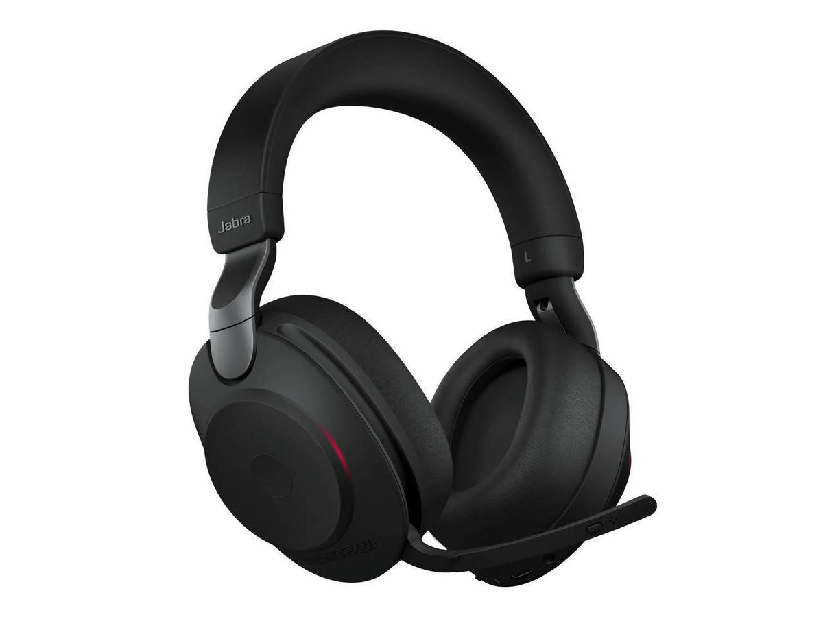 Black - Link380a, Stereo, Battery 37 Cancelling of Hours Headphones Jabra Evolve2 Noise Headset Life, Calls 85 Wireless UC for Music, Wireless Advanced Bluetooth and Headphones with