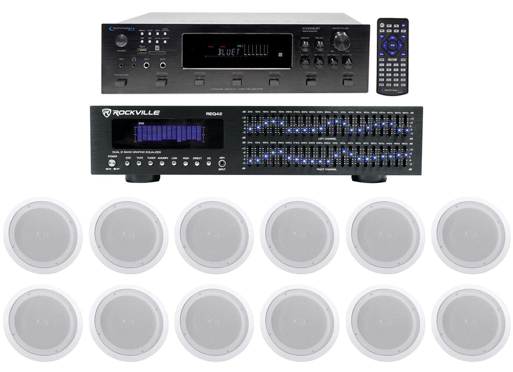Home Zone, Theater Technical Receiver+12) Bluetooth 6000w 8" Speakers+EQ Pro 6)
