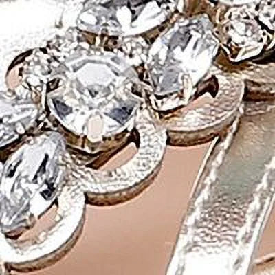 Sandals MISCHKA Rhinestone Toe Buckle 7 BADGLEY Shoes Silver Giona outfit Cushioned Heel JEWEL Womens Block Round