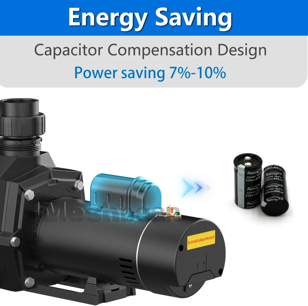 Above Ground Single Pool Head Speed Pump NPT Pools, Swimming and 2HP For Above Pump 6500GPH, 110V-230V, Motor, w/ Ground, Strainer 78FT, Pool Max Inground Connector & Swimming Basket iMeshbean