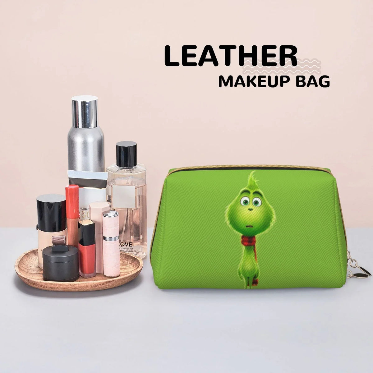 Pouch Gift Makeup Organizer Cartoon Toiletry Grinch Portable Cosmetic Travel Bag Leather Purse Bag Storage