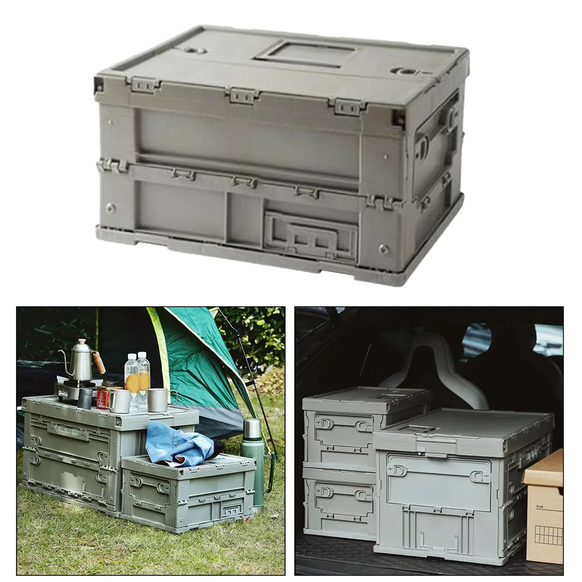 Containers 41x29.5x22cm Box Storage Bins Trunk Crate Multifunctional Versatile Gray Green, Storage Storage Organizers Collapsible