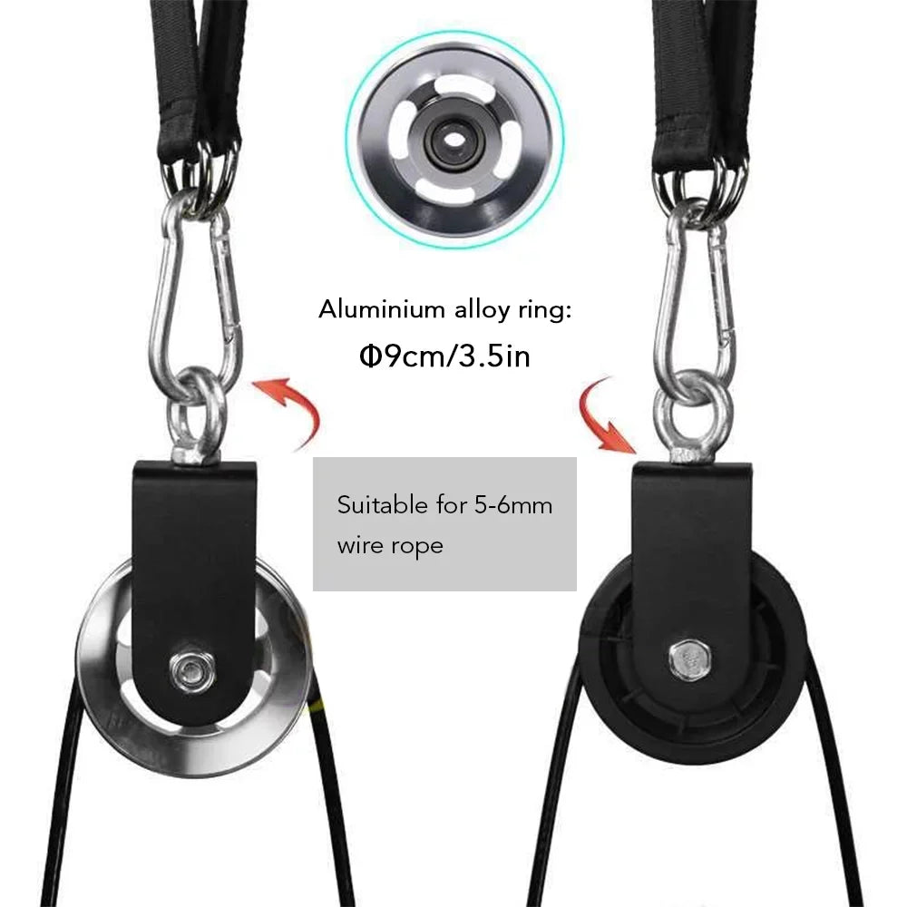 Training Pulley Super-Silent Machine Arm Biceps 360 Degree with Loading Cable Upgraded Fitness Equipment Gym Workout Triceps Strength Pulley Home Detachable Rotation System Pin Attachment