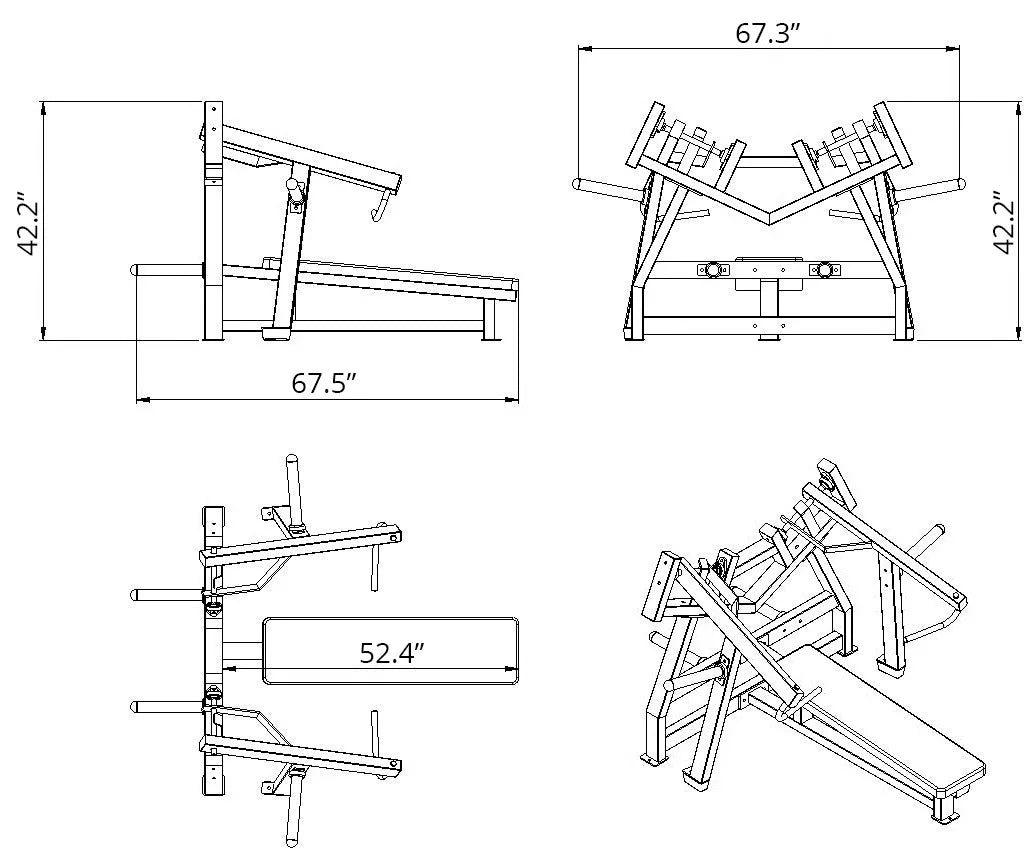 (New) Fitness Silver Press Horizontal Leverage Bench FFS French