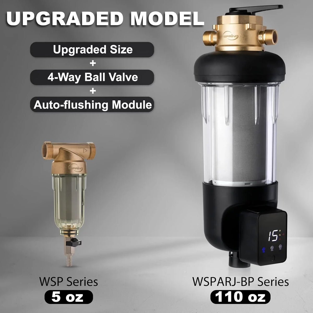 Auto Whole Housing, Jumbo dimension, WSP500ARJ-BP Flushable Microns with Touch-Screen Bypass, Modes, Spin-Down Sediment Upgraded Clear 500 Filter liquid Flushing, iSpring Reusable, and House 4 Prefilter,