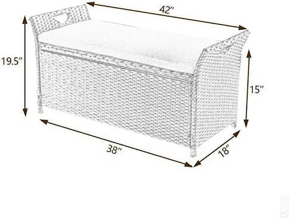 Deck Bench Patio Wicker YPZBBOOM Bins Rattan Box with exterior (Red) Cushion
