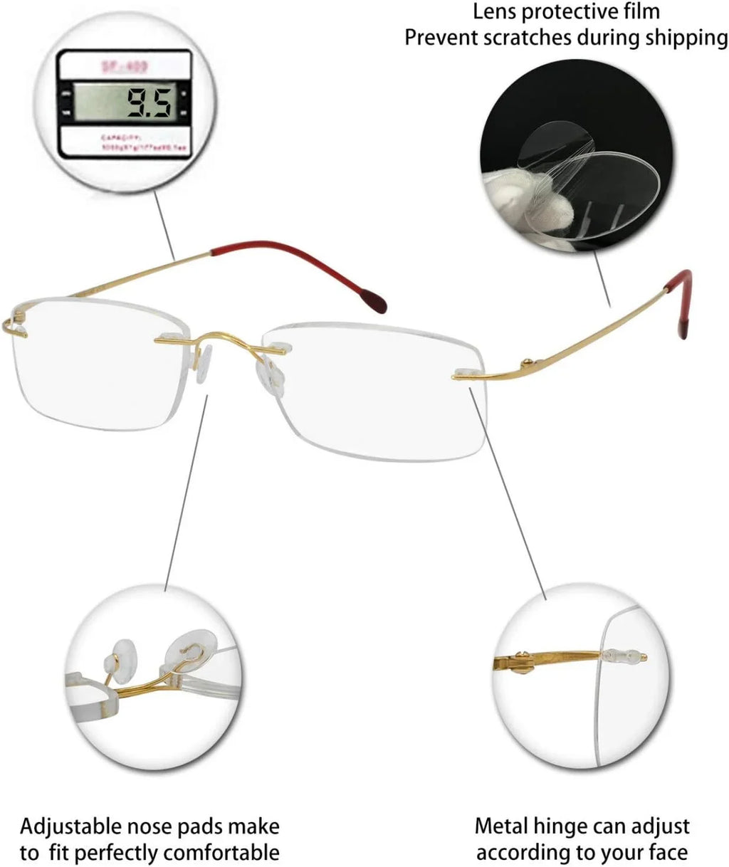 Titanium 3.0 Reading For magnification 1.75 2.0 Reader 1.75 Trendy Glasses Clear 1.25 2.5 Lens Frameless Women 2.25 OCCI 1.0 1.5 3.5 Men 2.75 CHIARI with
