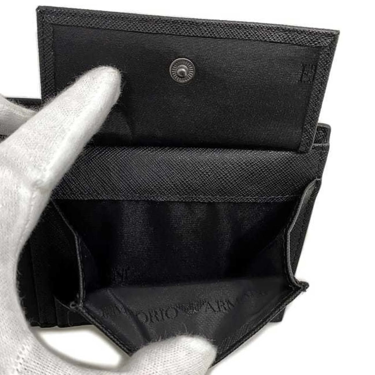 black Emporio men's Pre-Owned folio white EMPORIO Y4R165 wallet leather New) ARMANI (Like Armani
