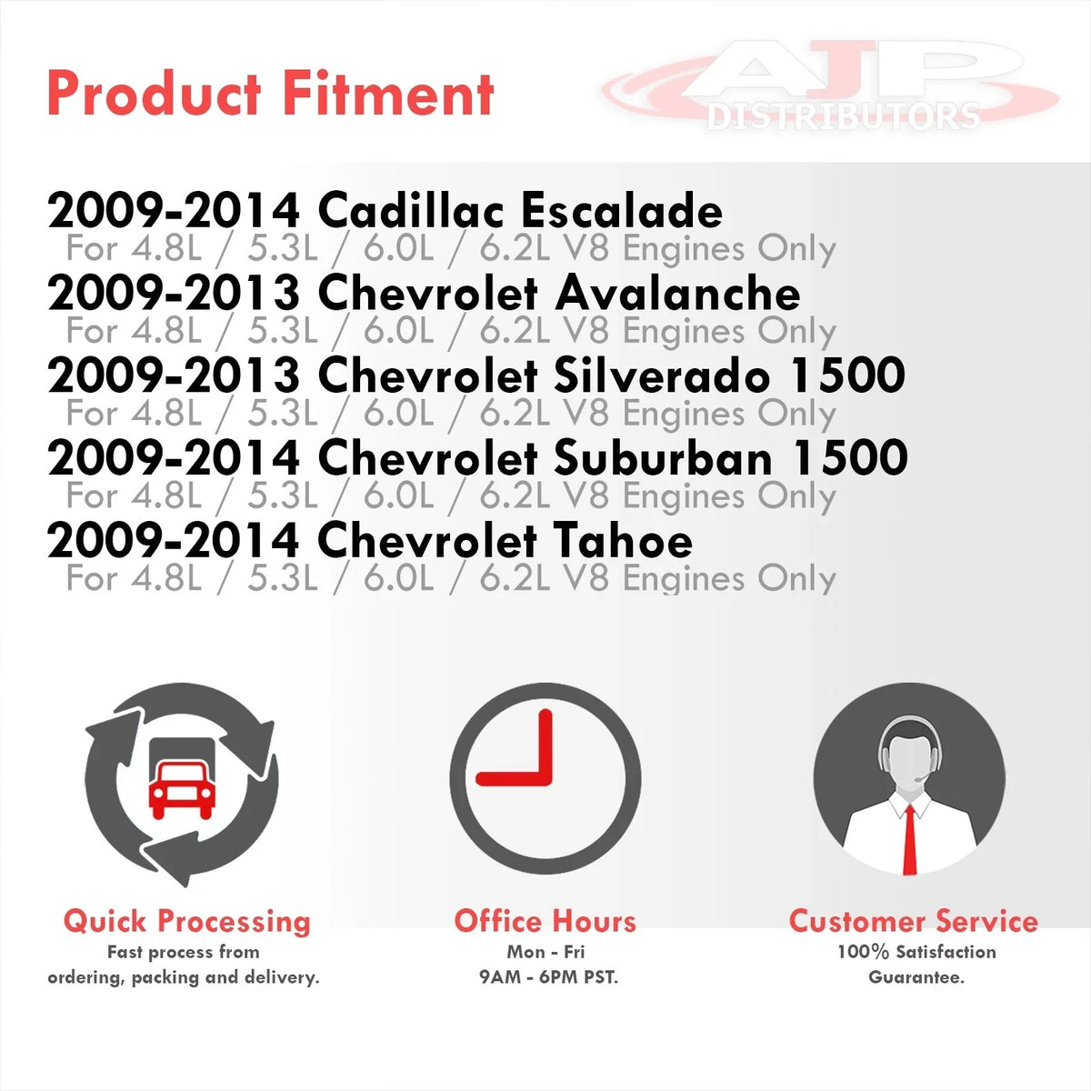 Intake Induction Tahoe Filter Silverado Cold Sierra For Compatible/Replacement Suburban AJP Yukon Escalade V8 Polish Chevy Avalanche Air Shield GMC System Aluminum XL Cadillac Heat Pipe + Distributors