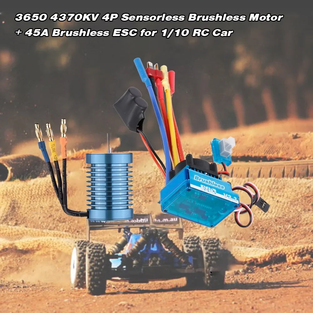 45a ESC, 45a 4370kv Off-road GeevorksMotor Qinquan Esc Ler 4370kv Rookin Motor 3650 Motor 4p and 4p 45a Speed Speed 1/10Off-road Speed 3650 With Huiop 45a Speed Car 1/10