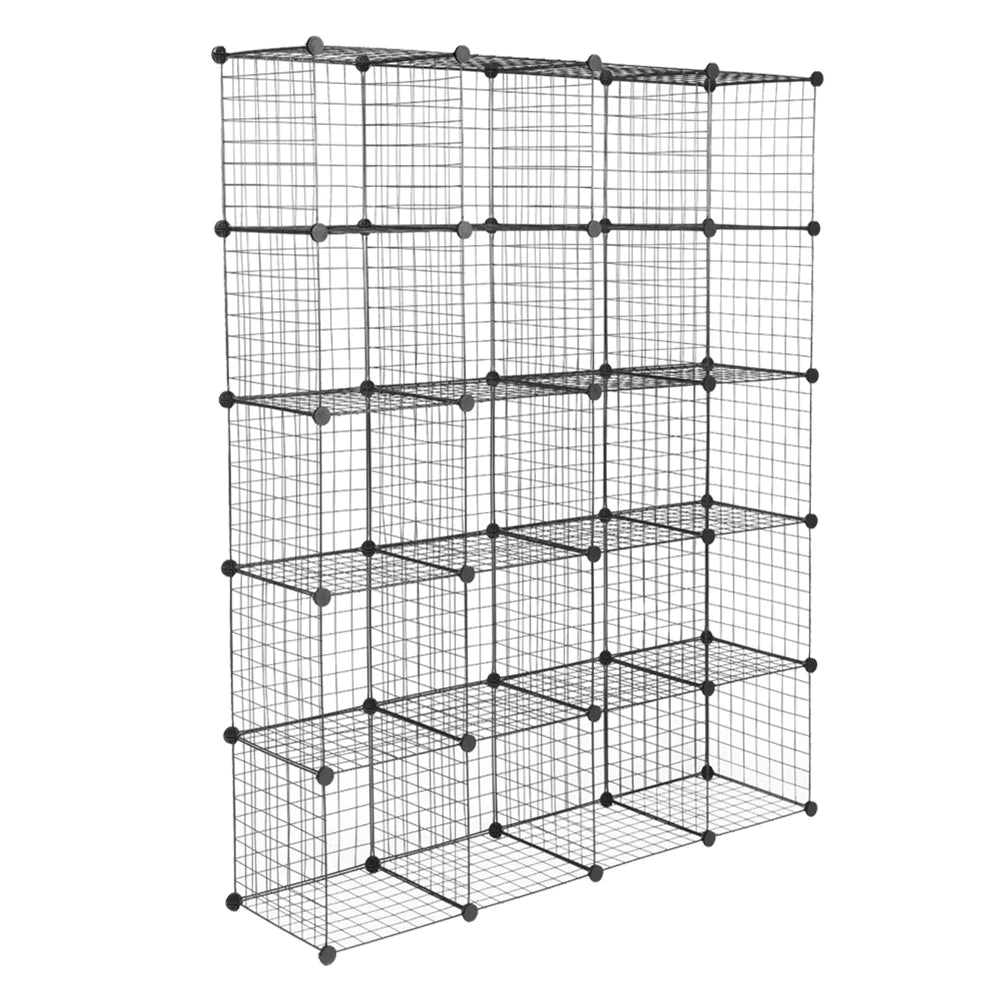 Black Organizer Grid Metal 20-Cube Shelving Storage Modular Unit Bookcase Cubbies