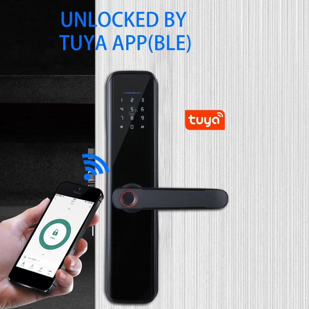 with Handle Fingerprint Compatible Door APP Lock Door Fingerprint Door Lock Keypad Door Lock Lock Lock Carevas Smart Electronic with Lock Smart Deadbolt