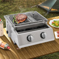 Grill LPG Stainless for Gas Grill, Barbeque Steel Countertop 2-Burner Sliver exterior