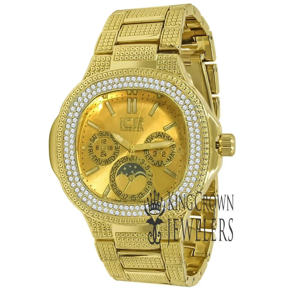 Watch Gold Jojino Tone 14K Diamonds Band Yellow Simulated Resistance Jojo Metal Rodeo liquid Joe