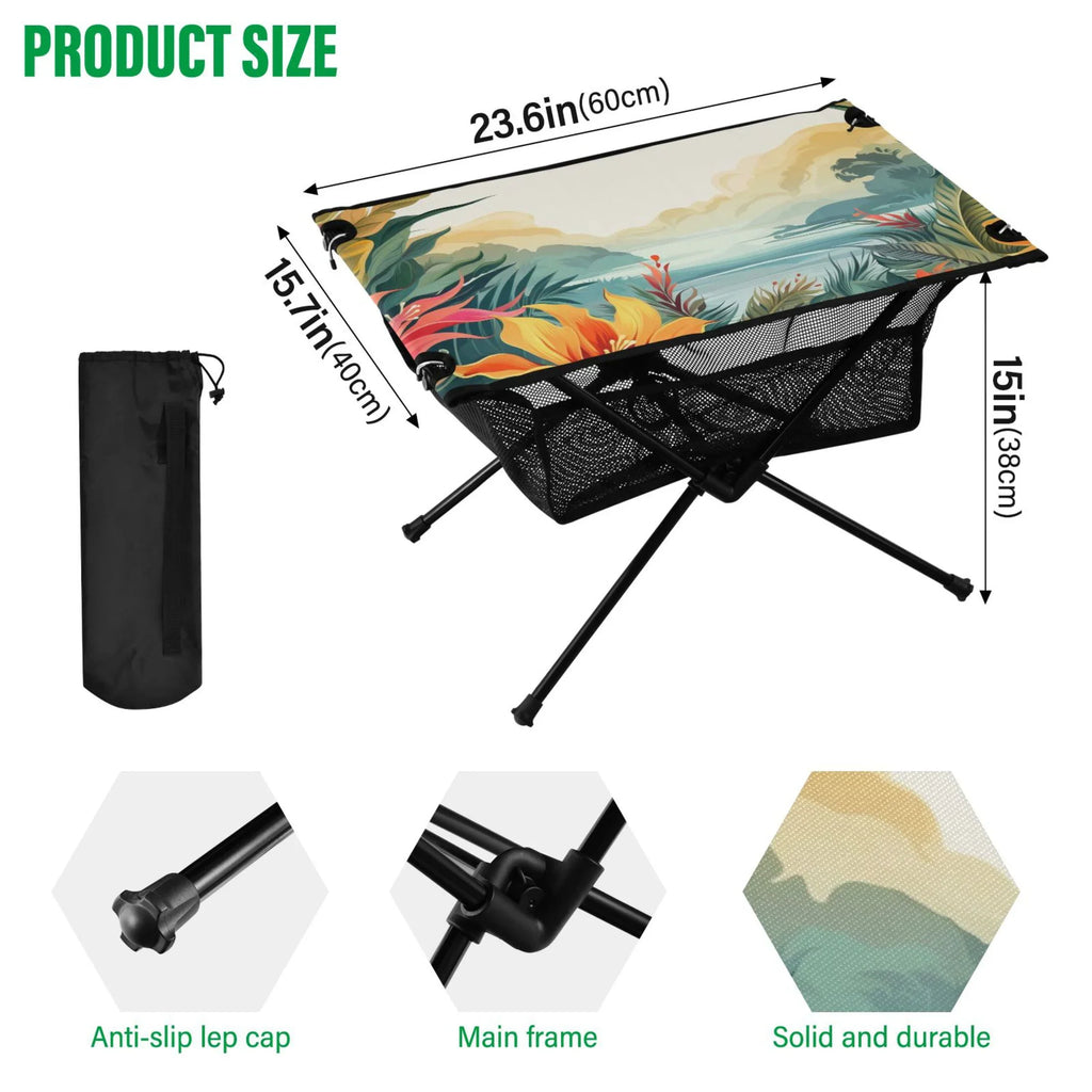 BBQ Travel Camping Picnic Table with Fishing Table Compact for exterior Leaves Landscape Bag Palm Storage Folding Table Portable Beach