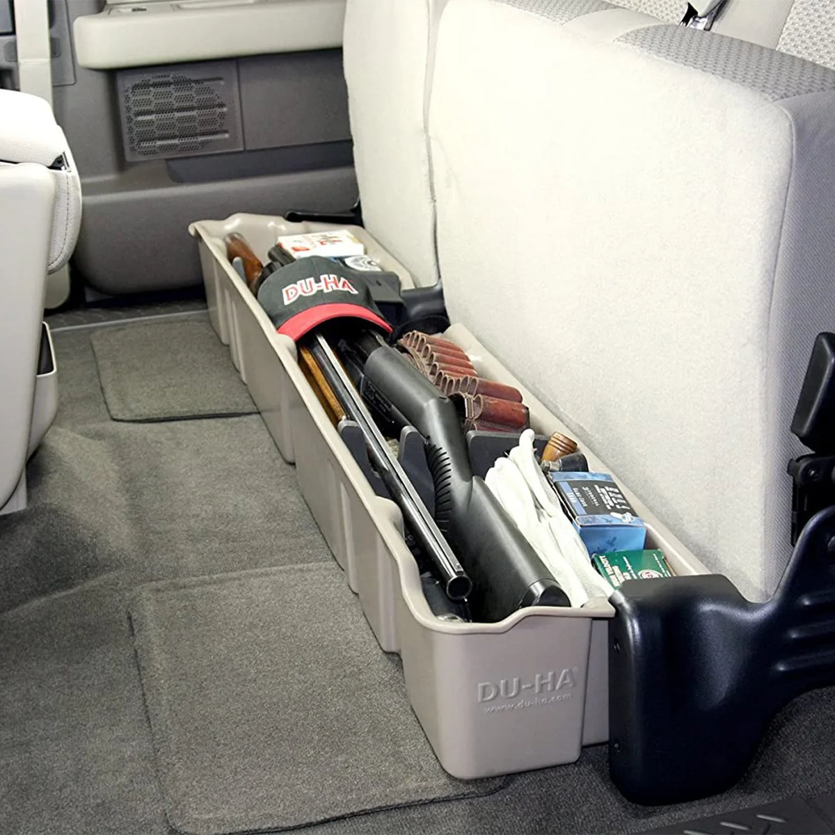 Incl. 2011-2012 Underseat Gun F150 Storage; Fits select: 2013-2014 SUPER CAB, Vehicles Gray; DU-HA DU-HA F150 Subwoofer; Rack/Organizer; Factory w/o 20096