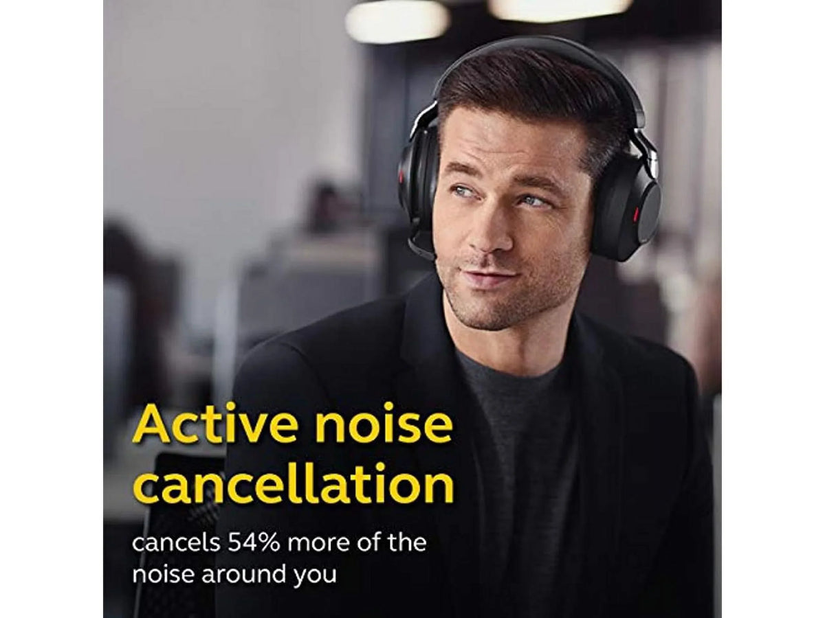 Black - Link380a, Stereo, Battery 37 Cancelling of Hours Headphones Jabra Evolve2 Noise Headset Life, Calls 85 Wireless UC for Music, Wireless Advanced Bluetooth and Headphones with