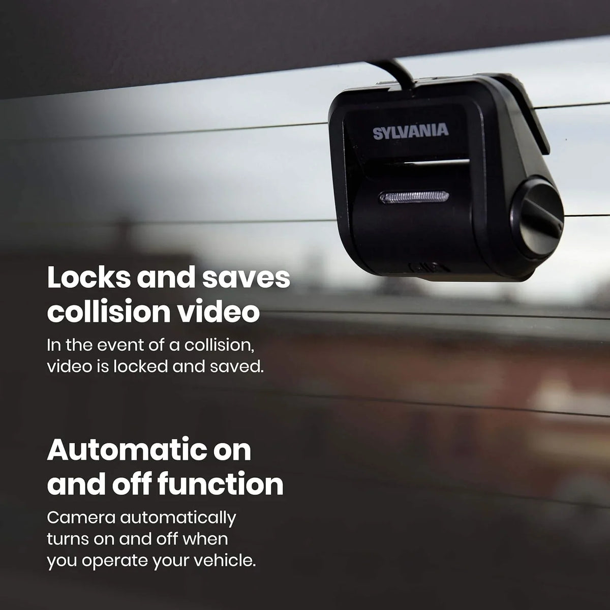 with 140 - HD 1080p, Angle, Mount, Adhesive Roadsight Rear Camera Works SYLVANIA Roadsight - Pro Wide Dash Degree