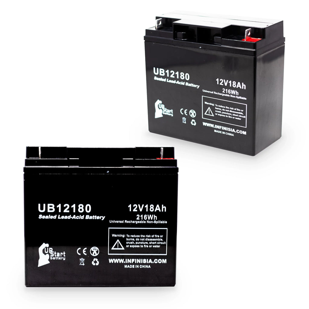 General (12V, - Lead Universal SLA) 18Ah, Replacement UB12180 Acid Terminal, Compatible 18000mAh, Sealed Battery AGM, 2x Pack Power Battery - GPS3K12061 T4
