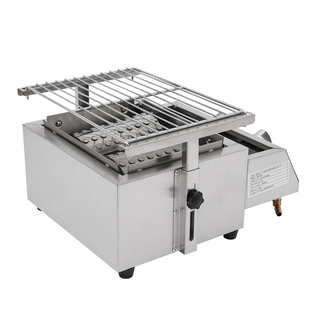 Grill LPG Stainless for Gas Grill, Barbeque Steel Countertop 2-Burner Sliver exterior