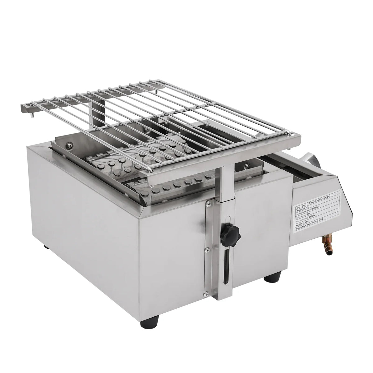 Grill LPG Stainless for Gas Grill, Barbeque Steel Countertop 2-Burner Sliver exterior
