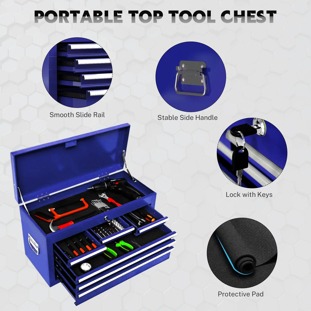 Organizer Drawers, with Capacity Wheels Hidden Tool 2-IN-1 Chest 8 Double Rolling Sliding with Lockable Blue Large Drawers, Tool & Box Cabinet Drawers, Tool with Chest Box, Tool On