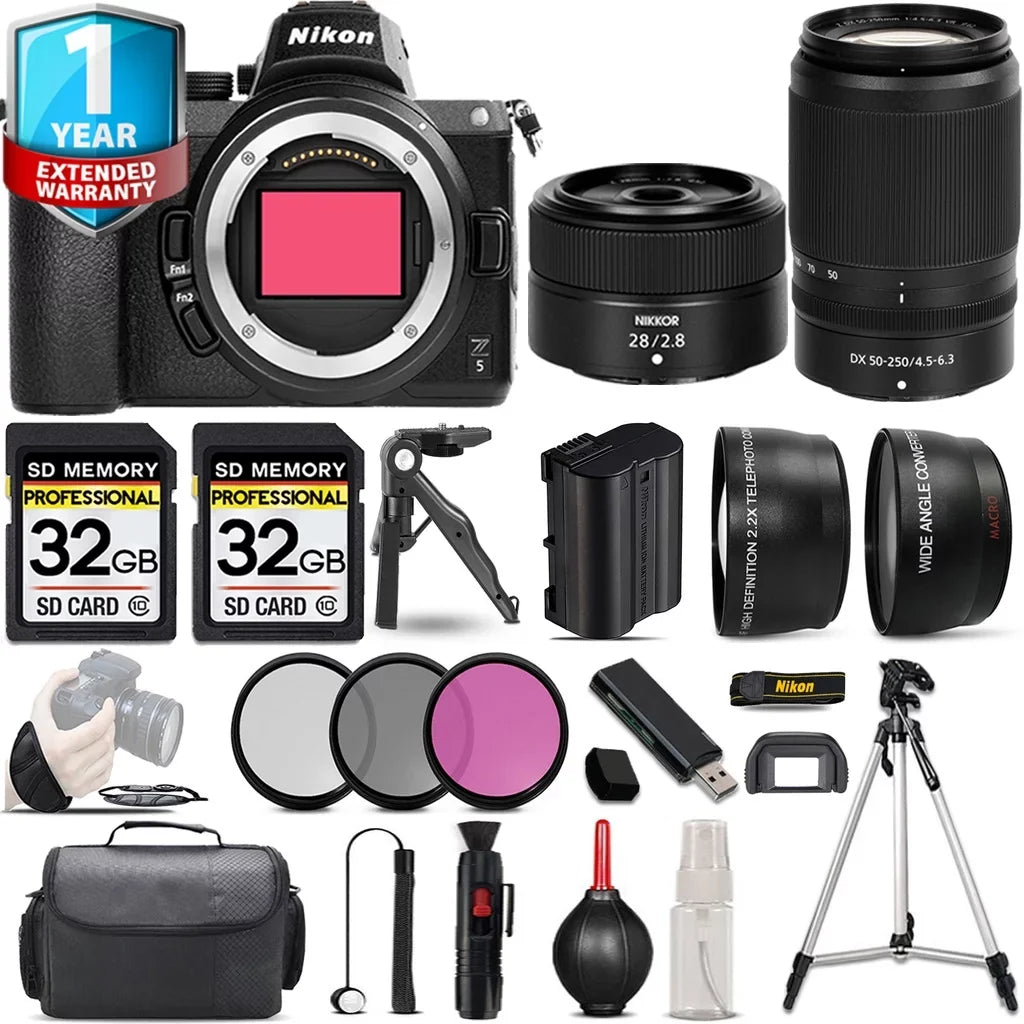 '+ PC + Filter + Camera Mirrorless f/2.8 Z5 + Lens Handbag 50-250mm Nikon with 28mm Lens VR f/4.5-6.3 64GB 3 Set